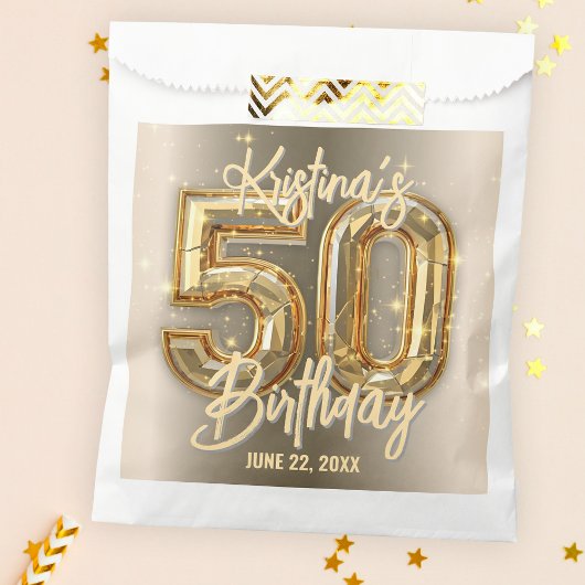 Sachets En Papier Chic Glam Gold et Diamond Accents 50e anniversaire