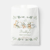 Sachets En Papier Chic Jungle Animaux Végétation 1er Anniversaire Sa (Devant)