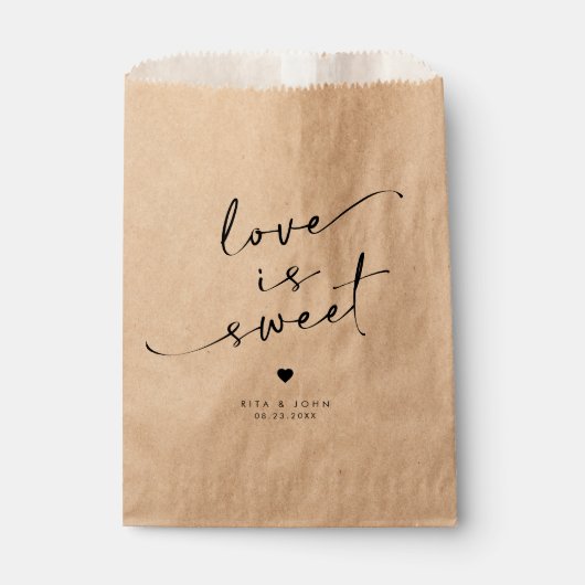 Sachets En Papier Chic moderne Script Love is Sweet Mariage (Devant)