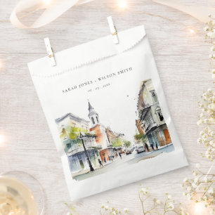 Sachets En Papier Chic New Orleans Louisiana Mariage aquarelle