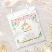 Sachets En Papier Chic Pink Mint Floral Carousel fête d'anniversaire (Coupé)