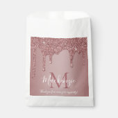 Sachets En Papier Chic Rose Gold Parties scintillant gouttes Monogra (Devant)
