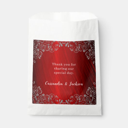 Sachets En Papier Chic Ruby Red 40e Mariage Anniversaire Merci (Devant)