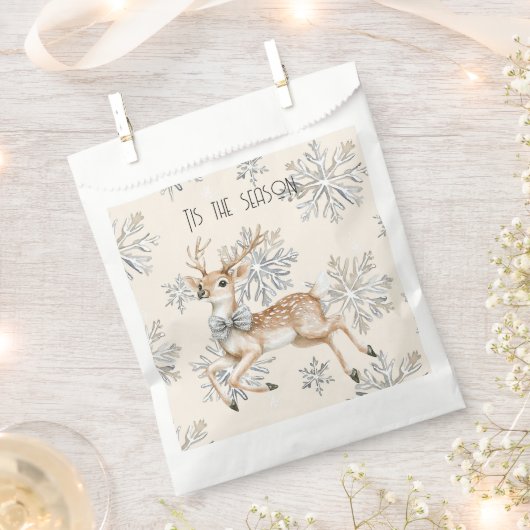 Sachets En Papier Chic Rustique Crème de Noël Deer Snowflakes (Coupé)