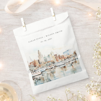 Sachets En Papier Chic Tampa Floride Skyline Mariage d'aquarelle