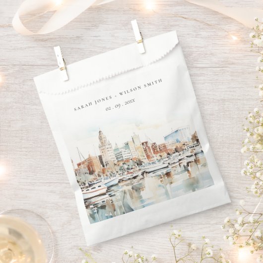 Sachets En Papier Chic Tampa Floride Skyline Mariage d'aquarelle (Coupé)