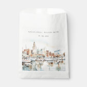 Sachets En Papier Chic Tampa Floride Skyline Mariage d'aquarelle (Devant)