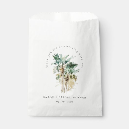 Sachets En Papier Chic Tropical Aquarelle Palm Trees Fête des mariée (Devant)