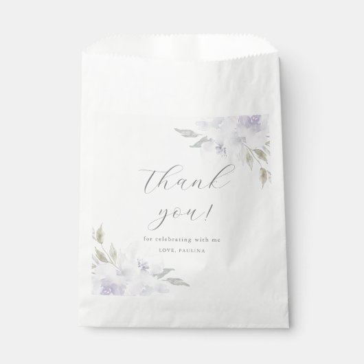 Sachets En Papier Chic violet floral Quinceanera Merci d'anniversair (Devant)