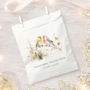 Sachets En Papier Chic Wild Botanical Aquarelle Inséparables Mariage