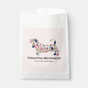 Sachets En Papier Chien de compagnie teckel floral rose