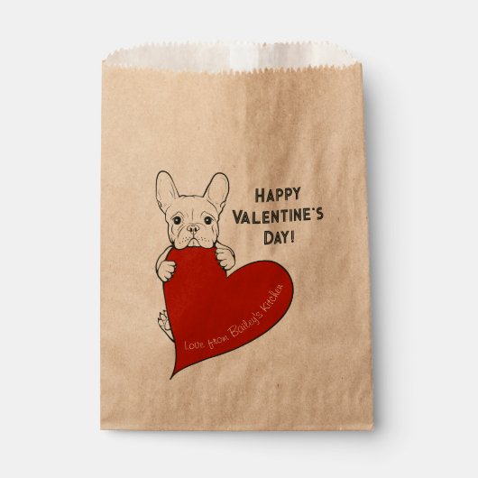 Sachets En Papier Chien de taureau français mignon personnalisé avec (Devant)