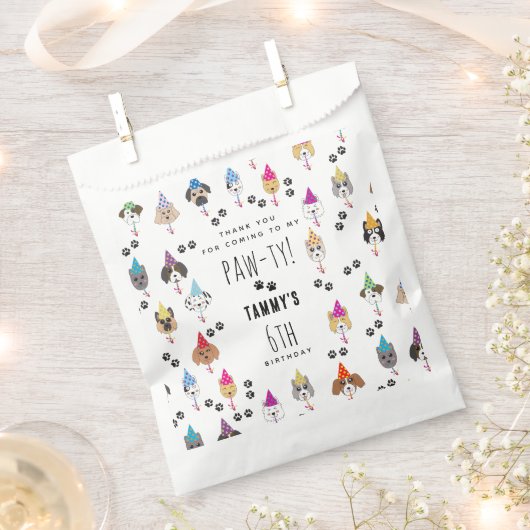 Sachets En Papier Chiens de fête d'anniversaire Pawty mignons (Coupé)