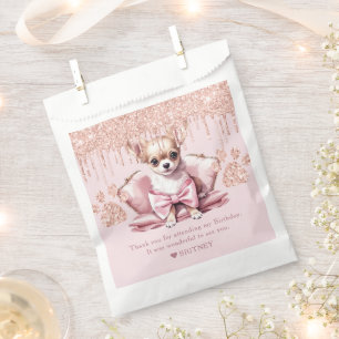 Sachets En Papier Chihuahua Chien personnalisé avec Parties scintill