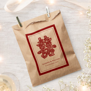 Sachets En Papier Chine Double Bonheur Mariage Floral Coupe papier