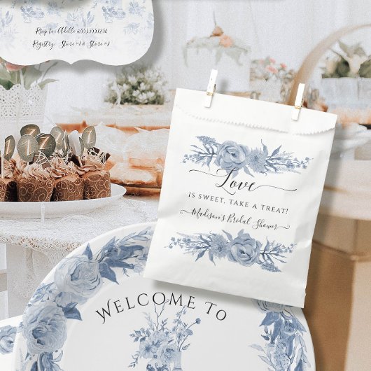 Sachets En Papier Chinoiserie Blue et blanc Floral Dessert Bride