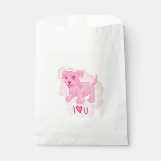 Sachets En Papier Chiot rose (Devant)