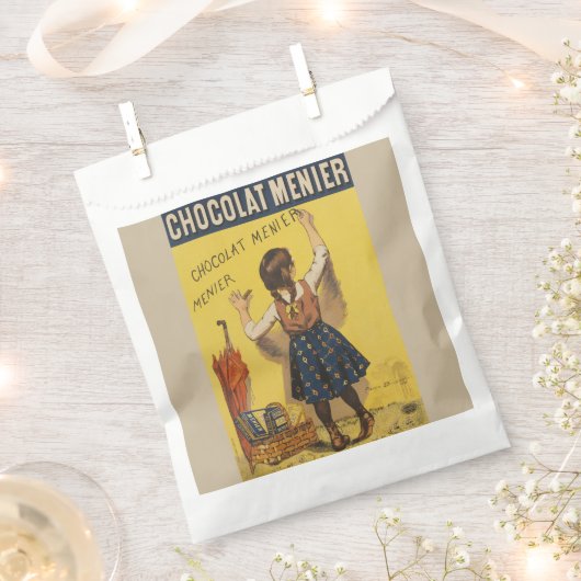 Sachets En Papier Chocolat Menier Petite fille Mur écriture (Coupé)