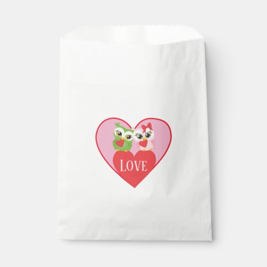 Sachets En Papier Chouettes de la Saint Valentin en amour (Devant)