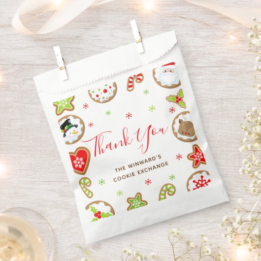 Sachets En Papier Christmas Cookie Exchange Party Red Thank You (Coupé)