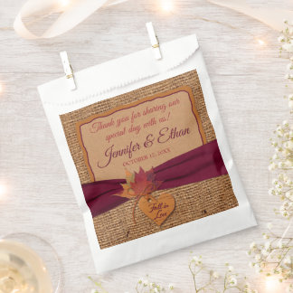 Sachets En Papier Chute d'amour, Feuilles d'automne, Mariage Burlap