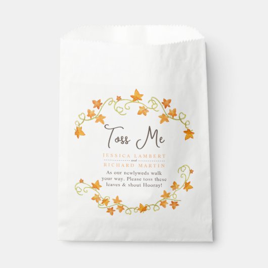 Sachets En Papier Chute dans l'amour citrouille aquarelle mariage to (Devant)