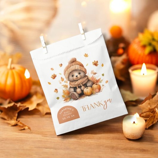 Sachets En Papier Chute En Amour Petit Ours Citrouille Automne Parti