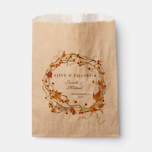 Sachets En Papier Chute Wreath Bittersweet Rustique élégant mariage (Devant)