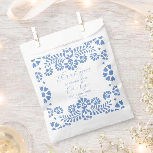 Sachets En Papier Cielito lindo bleu poussiéreux baby shower mexicai (Coupé)