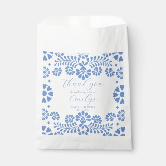 Sachets En Papier Cielito lindo bleu poussiéreux baby shower mexicai (Devant)