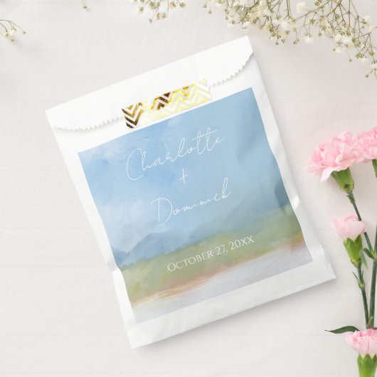 Sachets En Papier Ciels bleus Paysage peint Mariage moderne (Scellé)