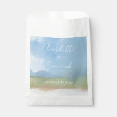 Sachets En Papier Ciels bleus Paysage peint Mariage moderne (Devant)