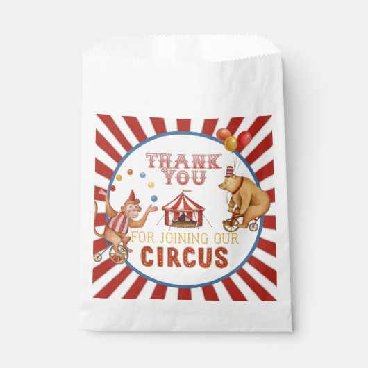 Sachets En Papier cirque carnaval animaux anniversaire ou baby showe (Devant)