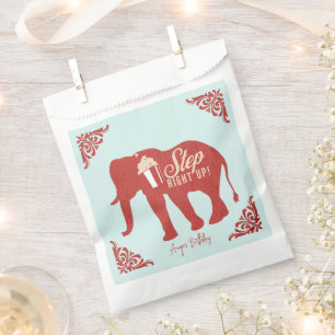 Sachets En Papier Cirque Rétro Eléphant Popcorn Fête d'anniversaire 