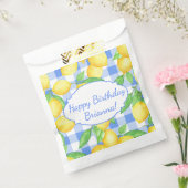 Sachets En Papier Citron Bleu Blanc Gingham Personnalisé (Scellé)