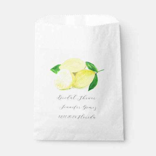 Sachets En Papier Citrons Mariage d'aquarelle de fruits jaunes (Devant)