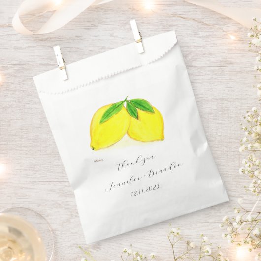 Sachets En Papier Citrons mariage d'aquarelle de fruits jaunes (Coupé)