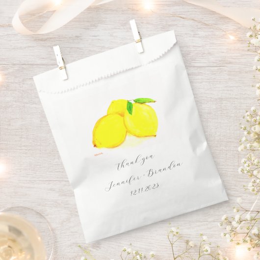 Sachets En Papier Citrons Mariage d'aquarelle de fruits jaunes (Coupé)