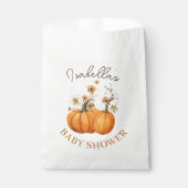 Sachets En Papier Citrouille automne Baby shower Floral Merci (Devant)