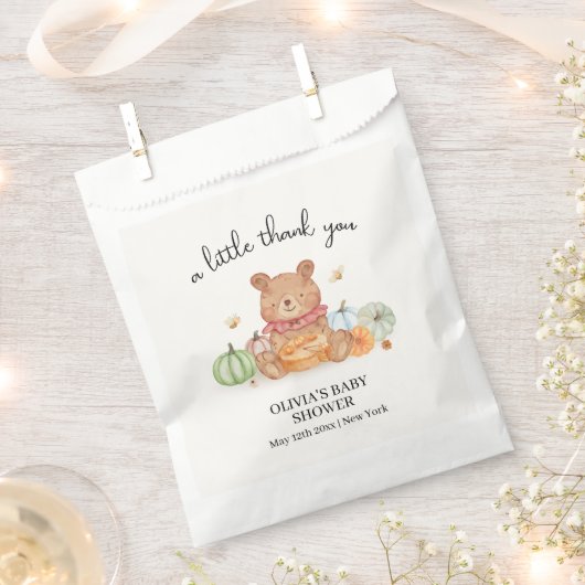 Sachets En Papier Citrouille Automne Pie Teddy Bear Baby shower (Coupé)