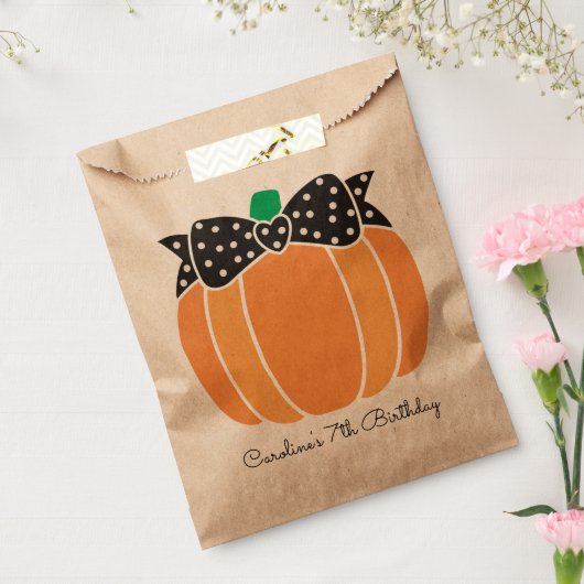 Sachets En Papier Citrouille avec Bow Girly Fall Anniversaire (Scellé)