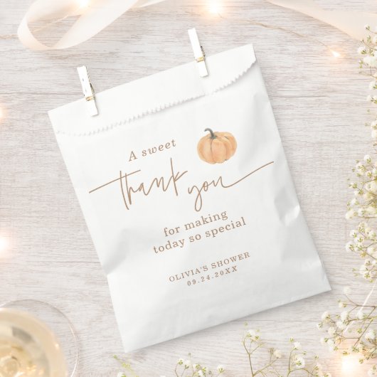 Sachets En Papier Citrouille Baby shower Merci Faveurs, Bébé Automne (Coupé)