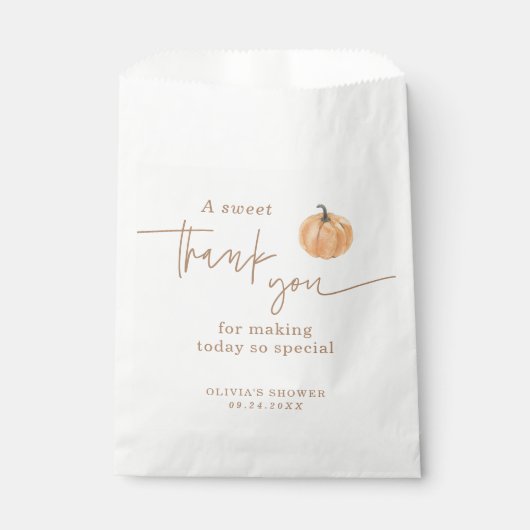 Sachets En Papier Citrouille Baby shower Merci Faveurs, Bébé Automne (Devant)
