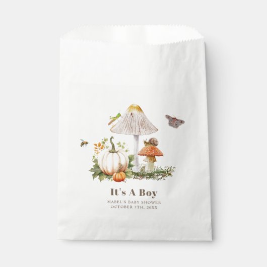 Sachets En Papier Citrouille Champignons Woodland Insectes Baby show (Devant)