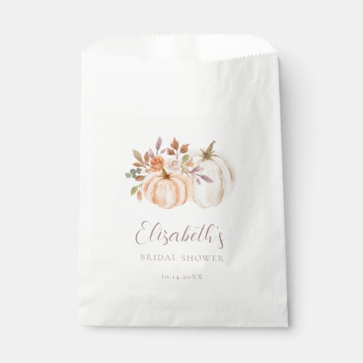 Sachets En Papier Citrouille d'aquarelle Boho Fall Fête des mariées  (Devant)
