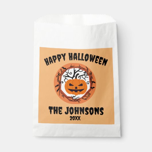 Sachets En Papier Citrouille effrayant Halloween Traiter Bags Fête F (Devant)