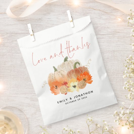 Sachets En Papier Citrouille Florals Parties scintillant Mariage Amo (Coupé)