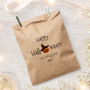 Sachets En Papier  Citrouille Halloween Happy Personnalisé Favonali