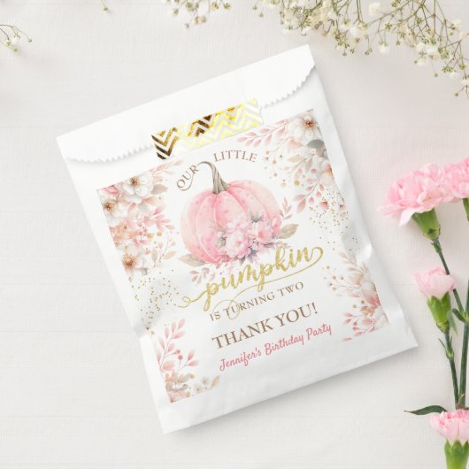 Sachets En Papier Citrouille rose Floral Parties scintillant or fill (Scellé)