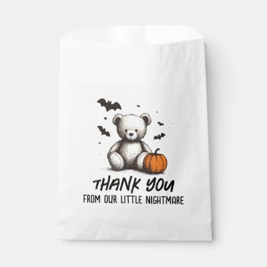 Sachets En Papier Citrouille Teddy Baby shower (Devant)